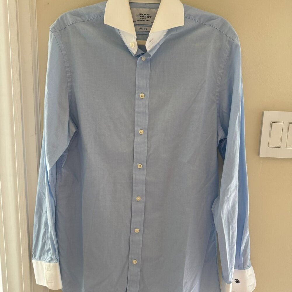 Charles Tyrwhitt Collared Slim Fit Button Down Mens Dress Shirt Classy Preppy